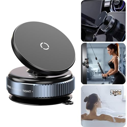 Upgraded Magnetic Car Phone Holder with Strong Vacuum Suction for Secure Mount