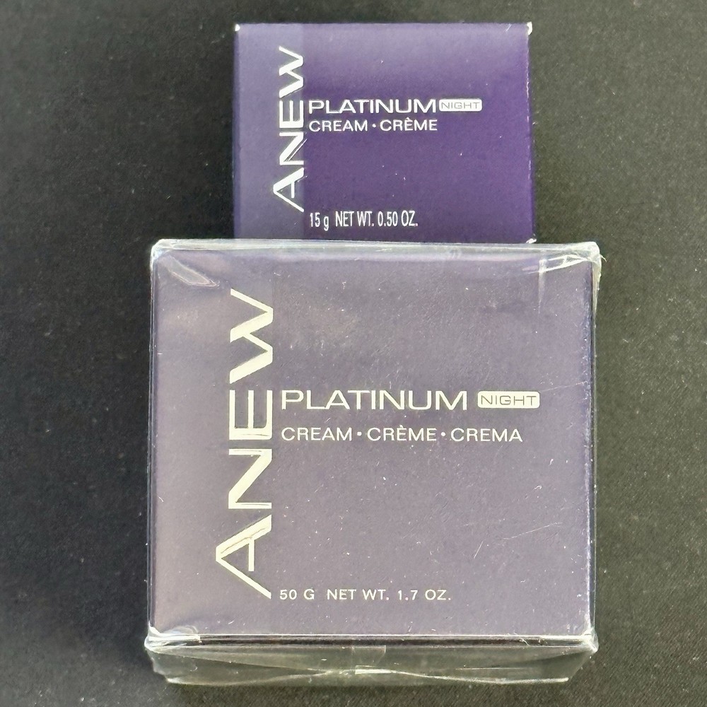 AVON Anew PLATINUM Night Cream 1.7oz & Travel Size 0.5oz Bundle NOS
