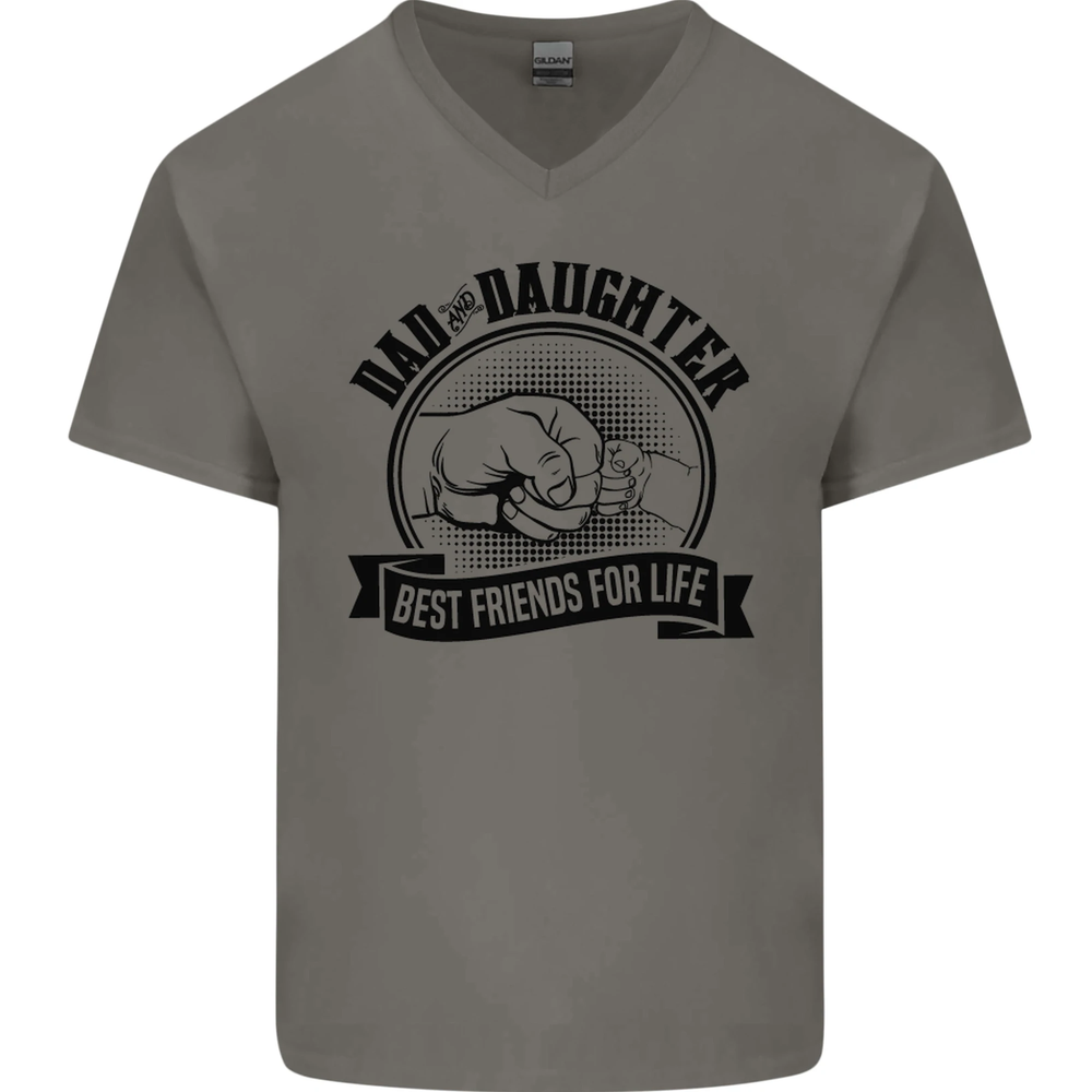 Dad & Daughter Best Friends Fathers Day Mens V-Neck Cotton T-Shirt