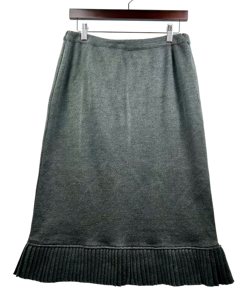 Vintage 1980s ALTRA Minimalist Luxe Made in Italy Wool Knit Skirt w/ Pleated Hem