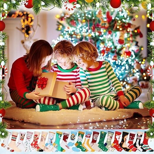 20 Pairs Kids Christmas Socks Bulk Thermal Warm Children Christmas Socks