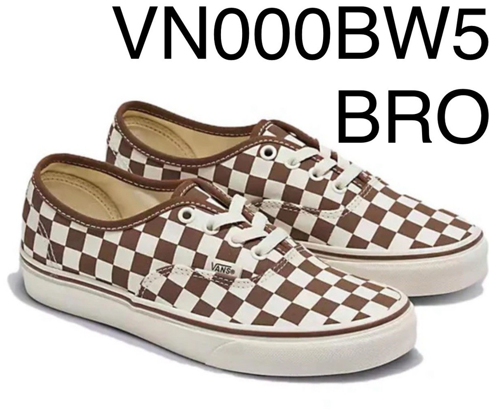 Vans Authentic Checkerboard Brown White Sneakers Men's Size 3.5-5.0