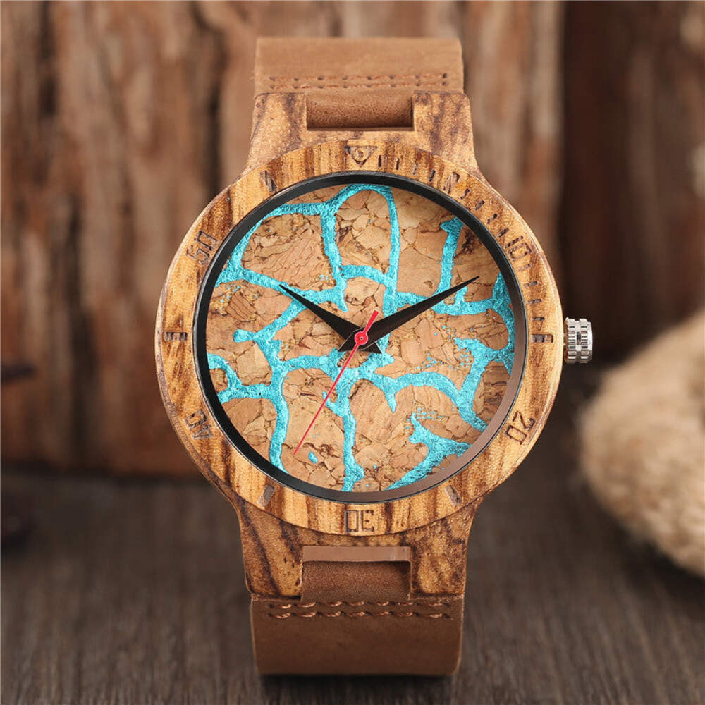 Natural Wood Quartz Wristwatch for Couples - Earth Plate Design Fashion Timepiec