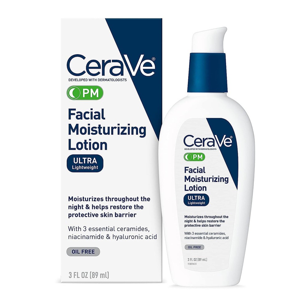 CeraVe PM Facial Moisturizer 3 oz Night Hydration with Ceramides