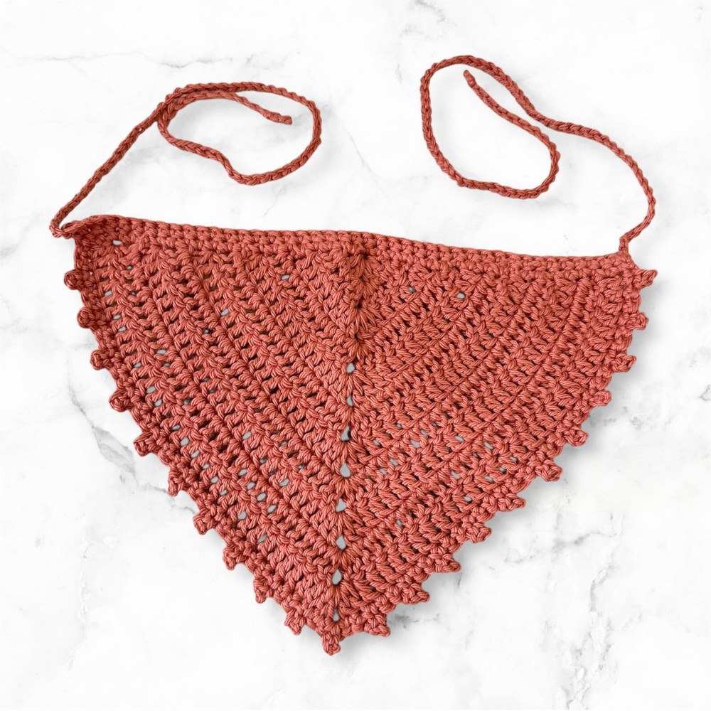 Hair Bandana Rust Color for Teens or Adults Brand New Handmade Crochet Picot