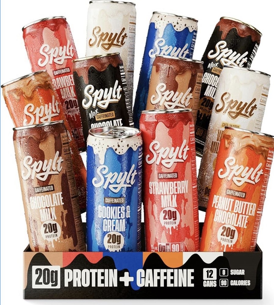 Spylt High Protein Variety Pack, 12 Cans, 6 Flavors, 60mg Caffeine, 20g Protein