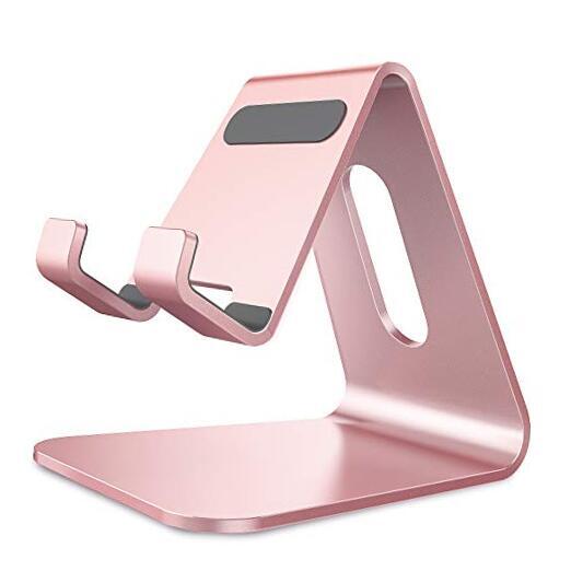 Cell Phone Stand, Cradle, Holder, Aluminum Desktop Stand Compatible Rose Gold