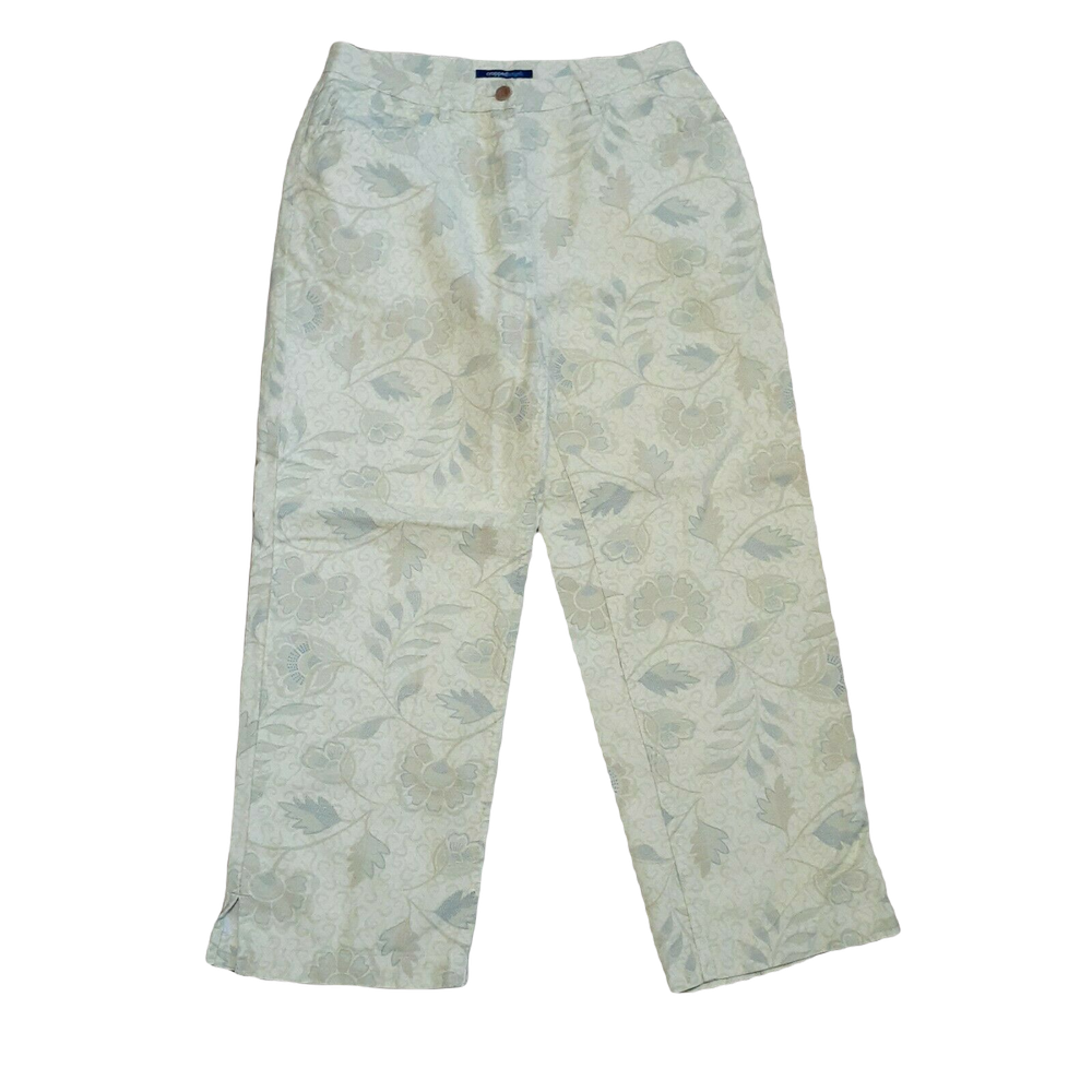 Charter Club Capri Linen Blend Pants ~ Sz 4 ~ Yellow & Green ~ 23