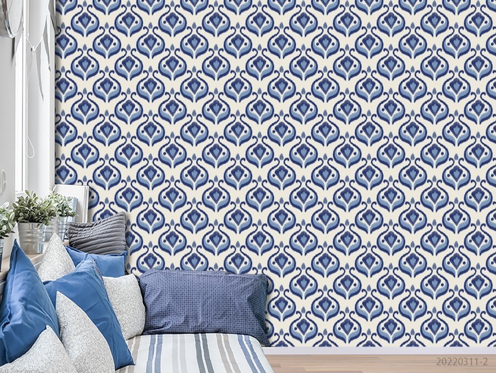 3D Blue Abstract Flower Pattern Wall Murals Wallpaper Murals Wall Sticker