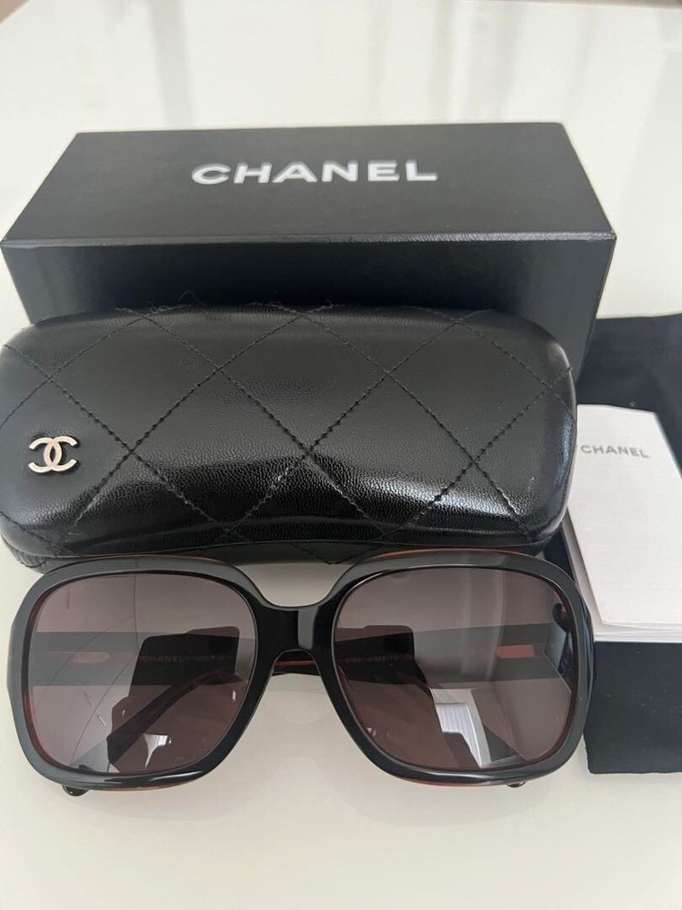 Chanel 5124-A Black Brown Quilted Coco Mark Sunglasses