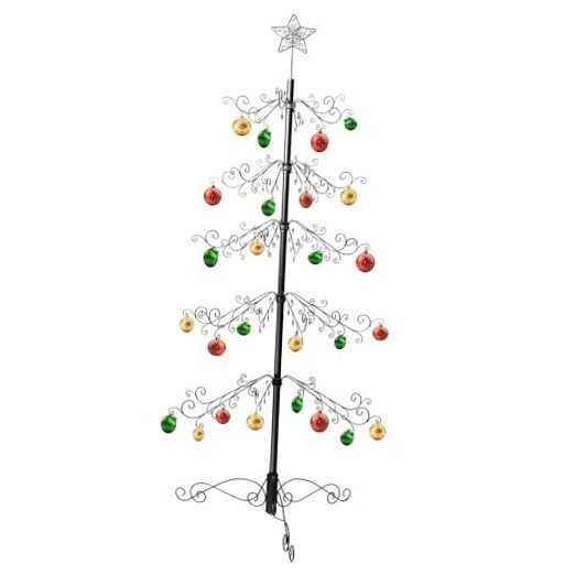 6.5 Ft Wrought Iron Christmas Tree Ornament Display Stand Metal Holder Black