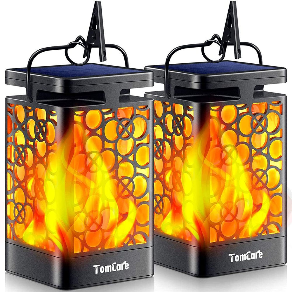 Solar Lights Outdoor Upgraded Solar Lantern Flickering Flame Outdoor Waterproof