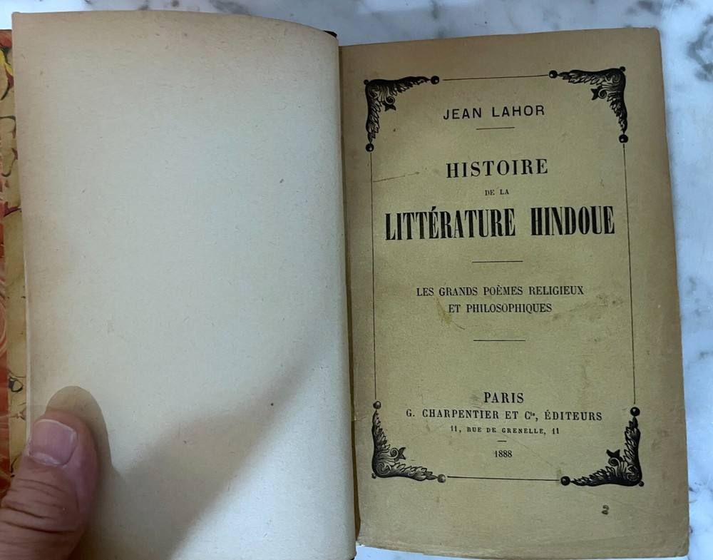 1888 - Jean Lahor - Histoire De La Littérature Hindoue - French Edition - Hc