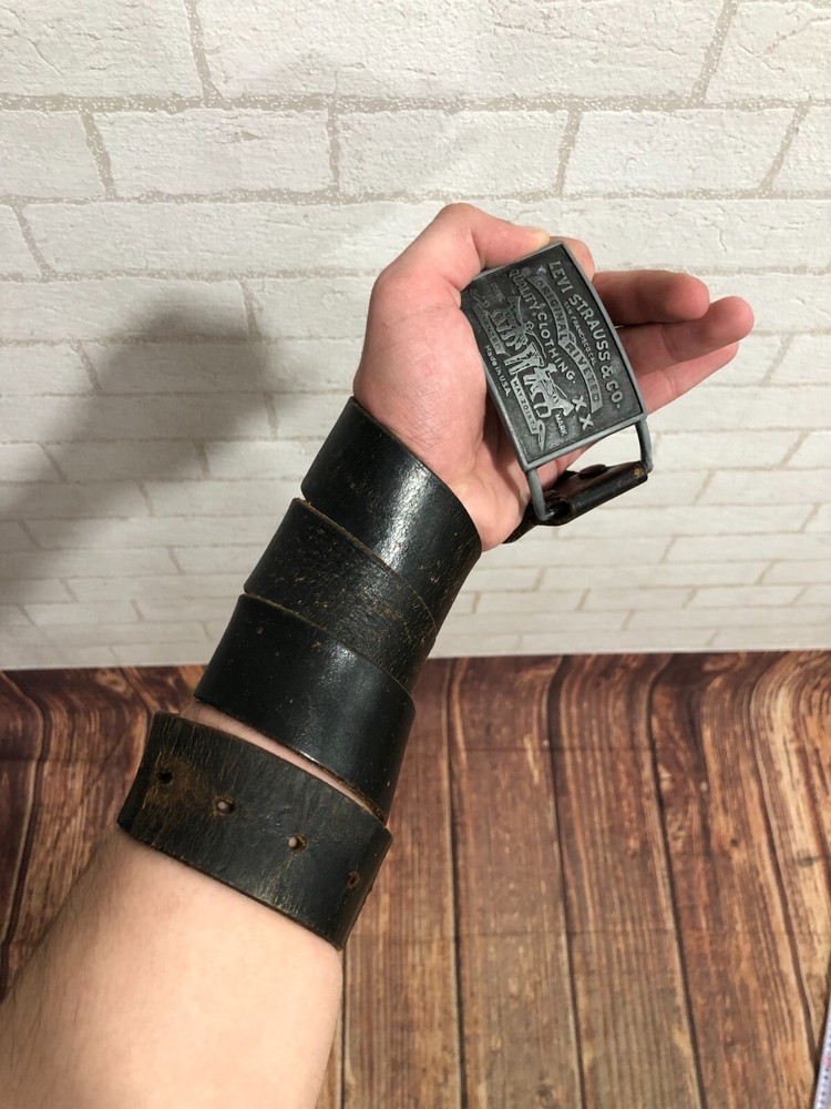 levi s vintage leather belt men faded distressed color