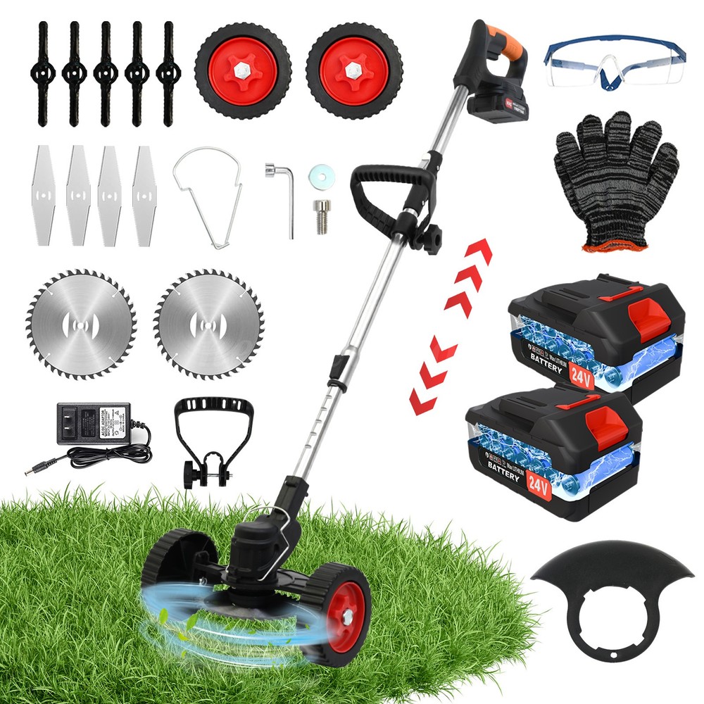 Cordless Grass Trimmer Weed Wacker with 2 Batteries
