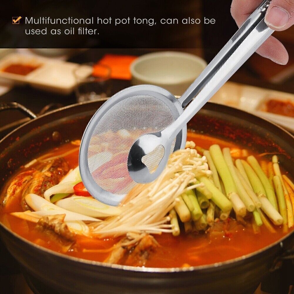 Stainless Steel Hot Pot Tong Fried Food Clip Oil Filter Strainer