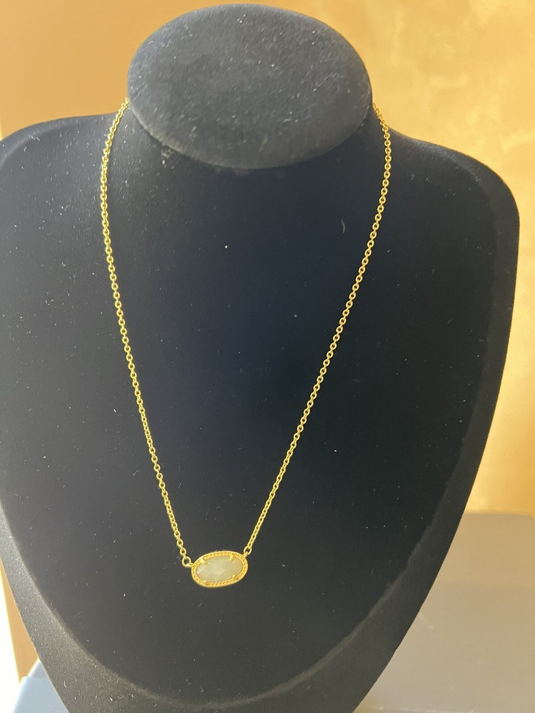 Kendra Scott light green semiprecious gemstone pendant necklace