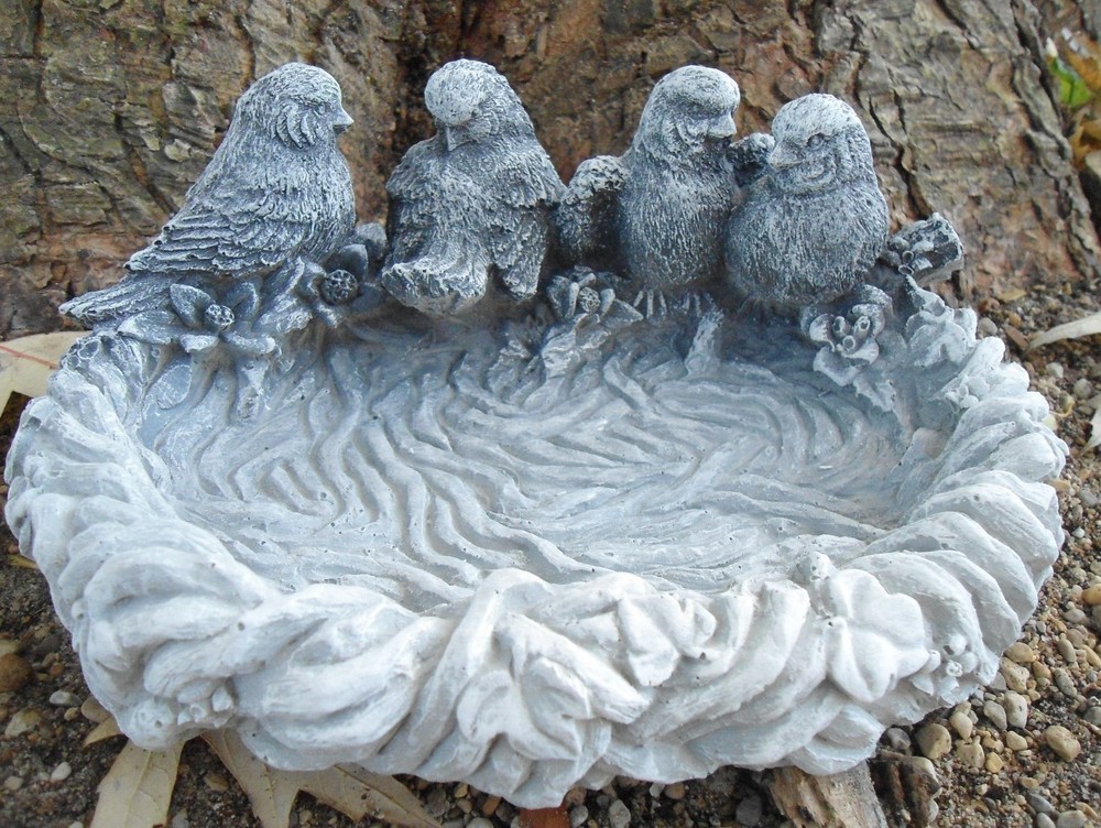 Latex birds small birdbath mold with plastic backup  9