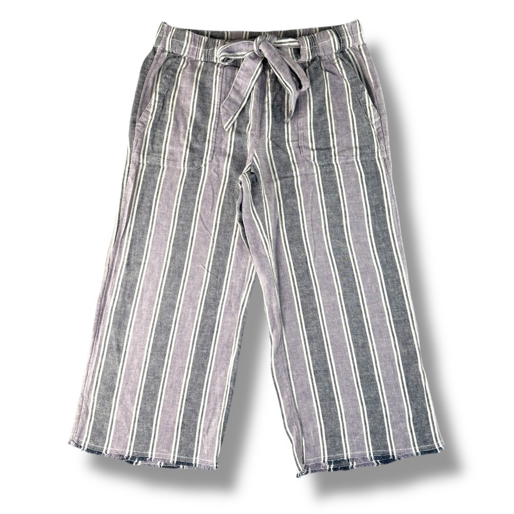 Caslon SP Size Lavender Striped Boho Palazzo Pants with Drawstring Lightweight