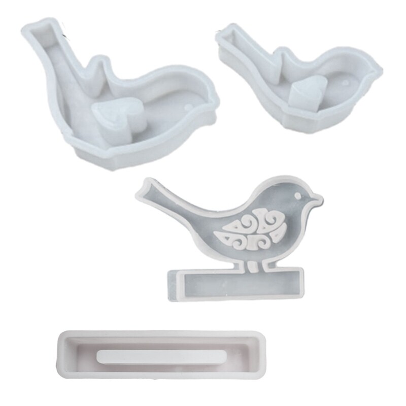 4-Piece Silicone Bird Candle and Resin Molds for DIY Crafting