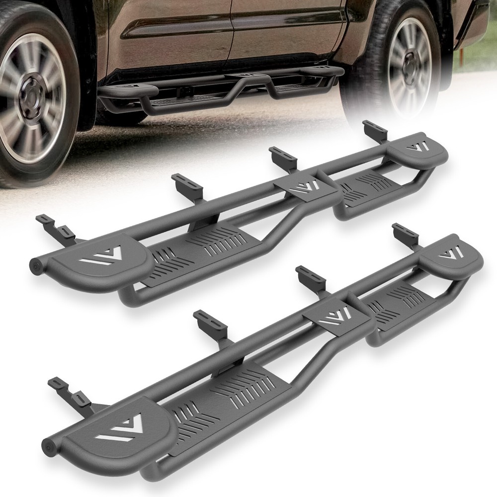 Side Running Boards For 2007-2021 Toyota Tundra Crew Max Cab Three Raised Steps