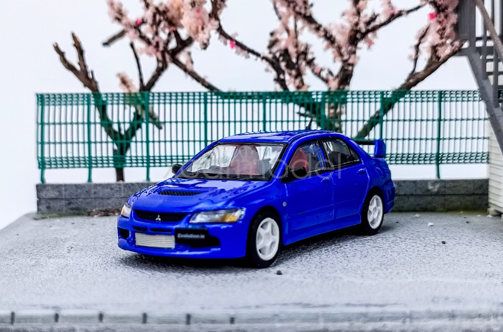 CM 1:64 For Blue EVO Lancer 9 IX Engine Sports Diecast Metal Toy Collection