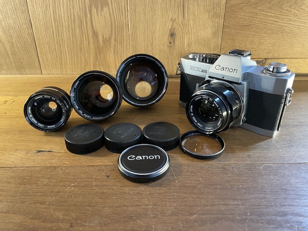 *Rare 4 Lens : Near Mint* Canon EX Auto QL Camera 35 50 95 125mm Set From Japan