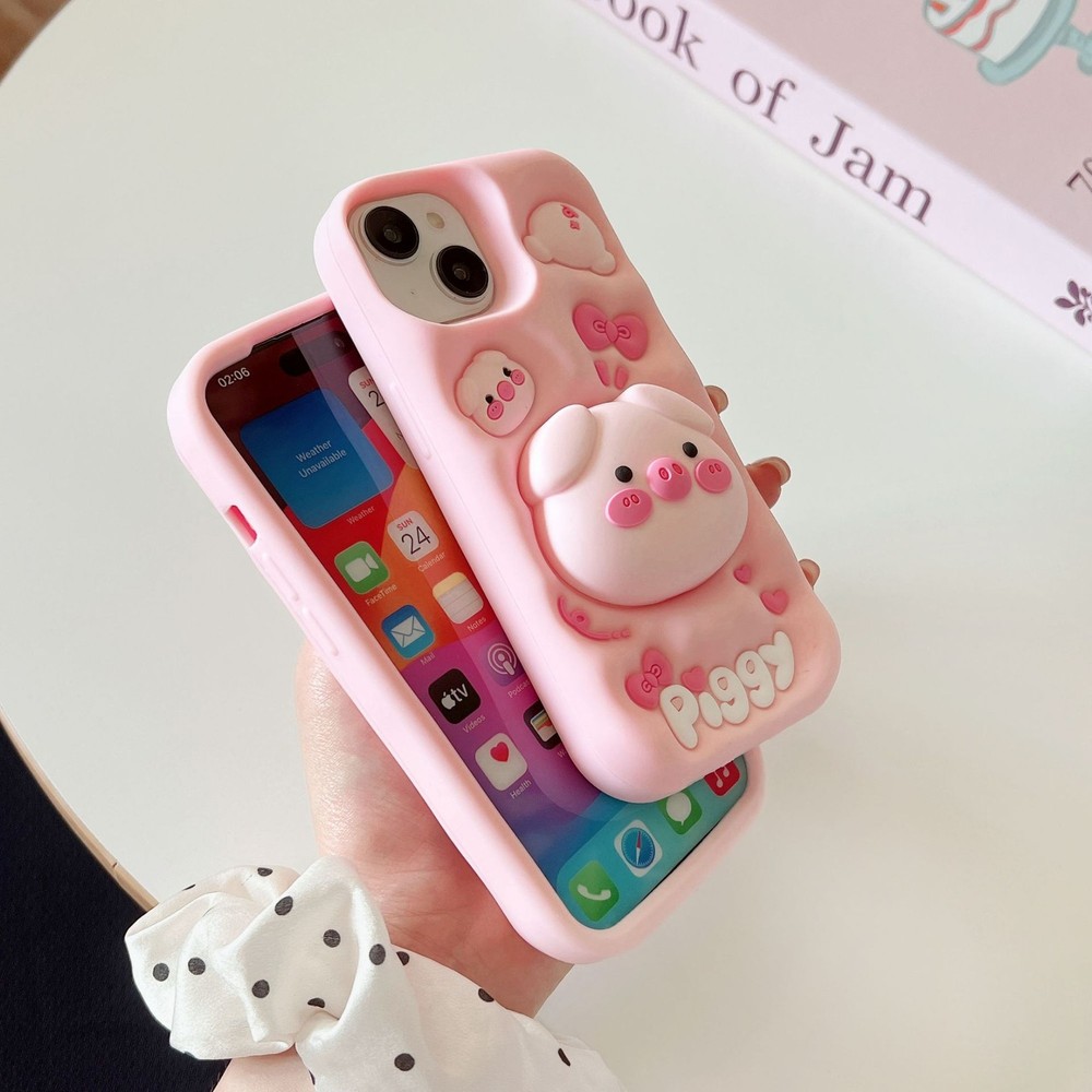 Cober para iPhone16 15 14 cover 12 13 11 Soporte de cerdito Telefono Protector