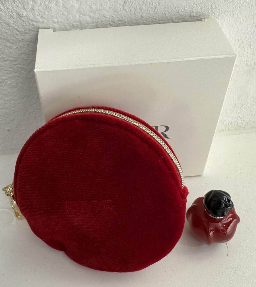 Dior Hypnotic Poison Mini Red Velvet Coin Pouch with Box
