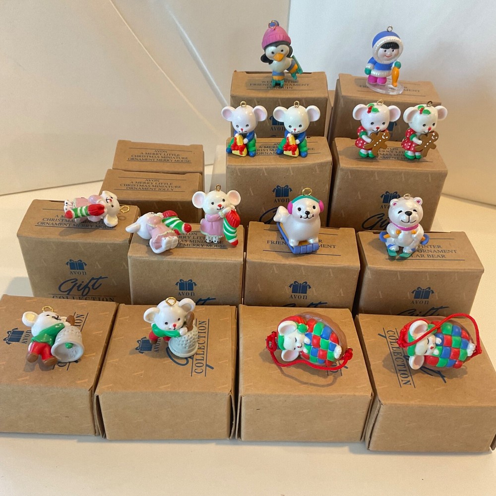 Avon Merry Little Christmas Miniature Ornaments Set of 15