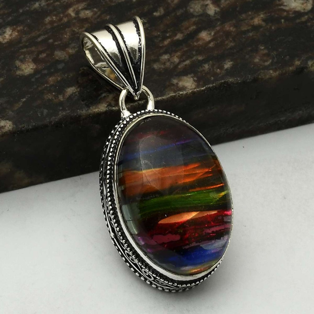 Ammolite Opal Gemstone Ethnic Handmade Antique Design Pendant Jewelry  AP-11610