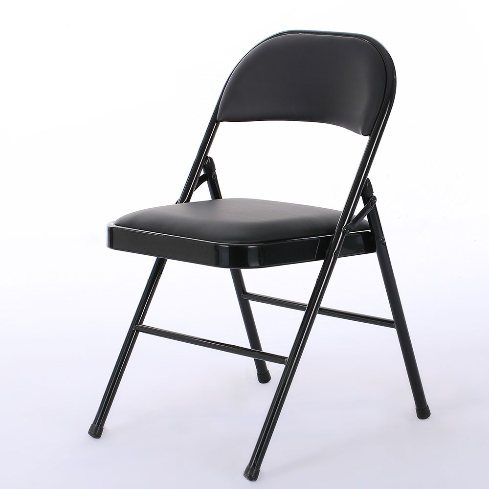 Elegant Black Foldable Iron PVC Chairs Set of 6 for Events Exhibitions