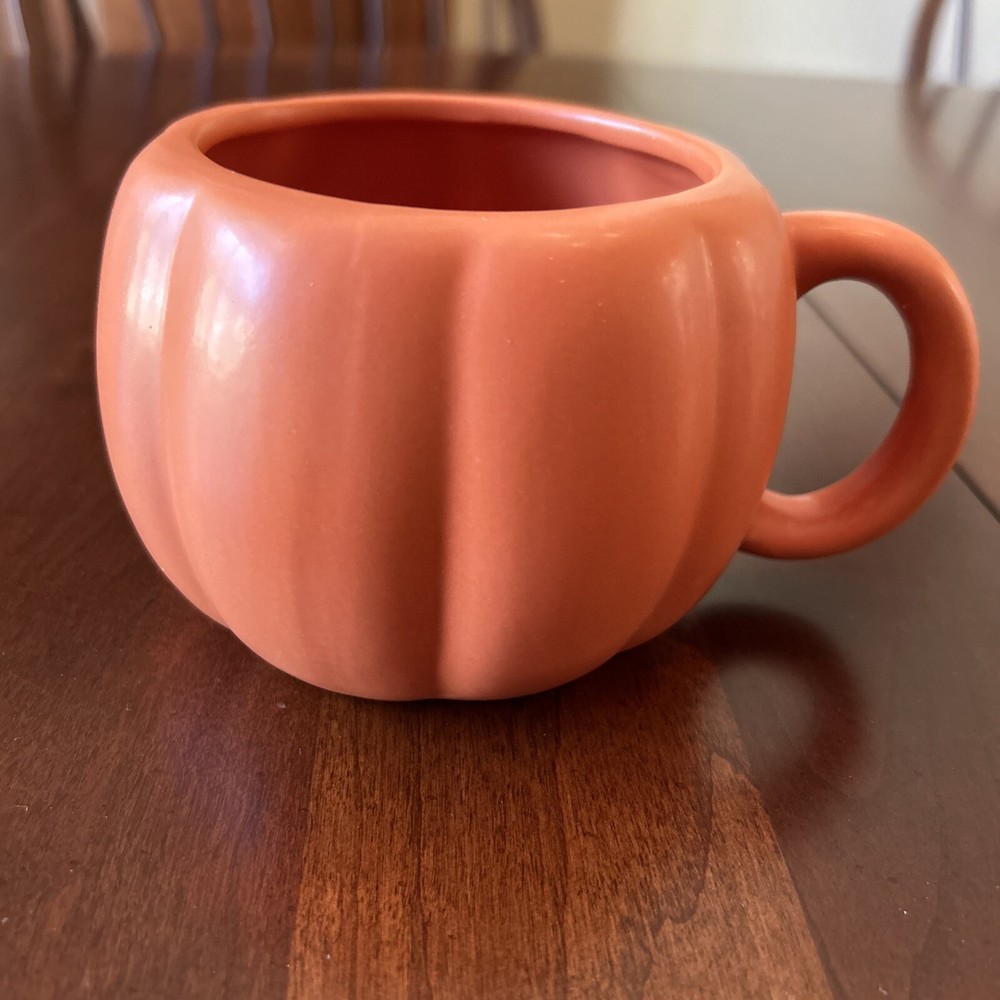 Ceramic Orange Pumpkin Mug  Fall Autumn Harvest Thanksgiving Halloween Rustic