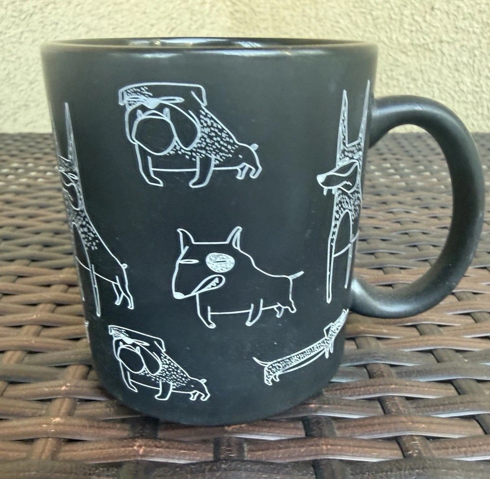 Ceramic Coffee Tea Mug Of Dogs Animals, Black, And White Cute Typo