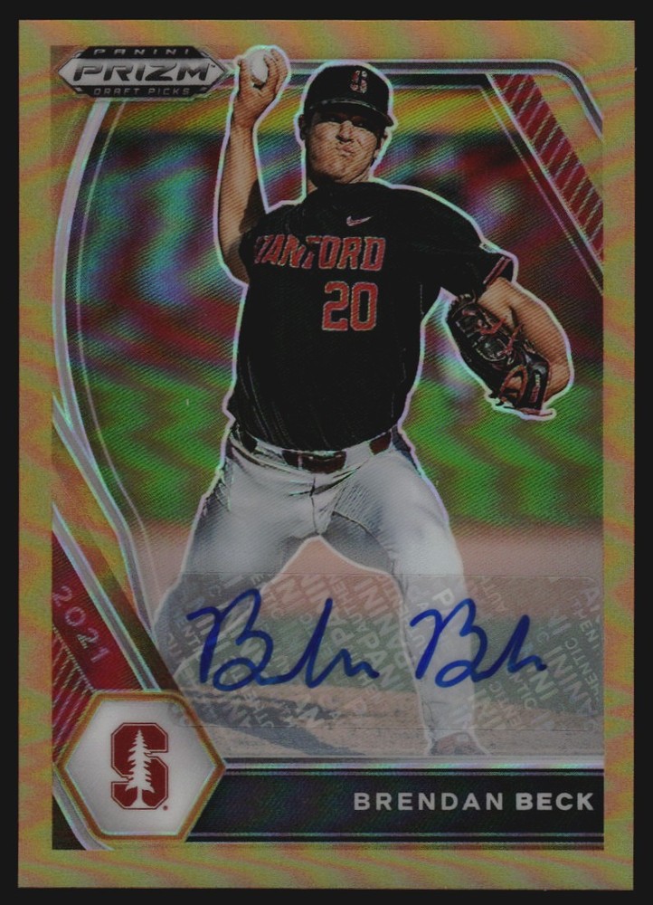 Autógrafos base Panini Prizm DP 2021 Prizms naranja neón #55 Brendan Beck/20
