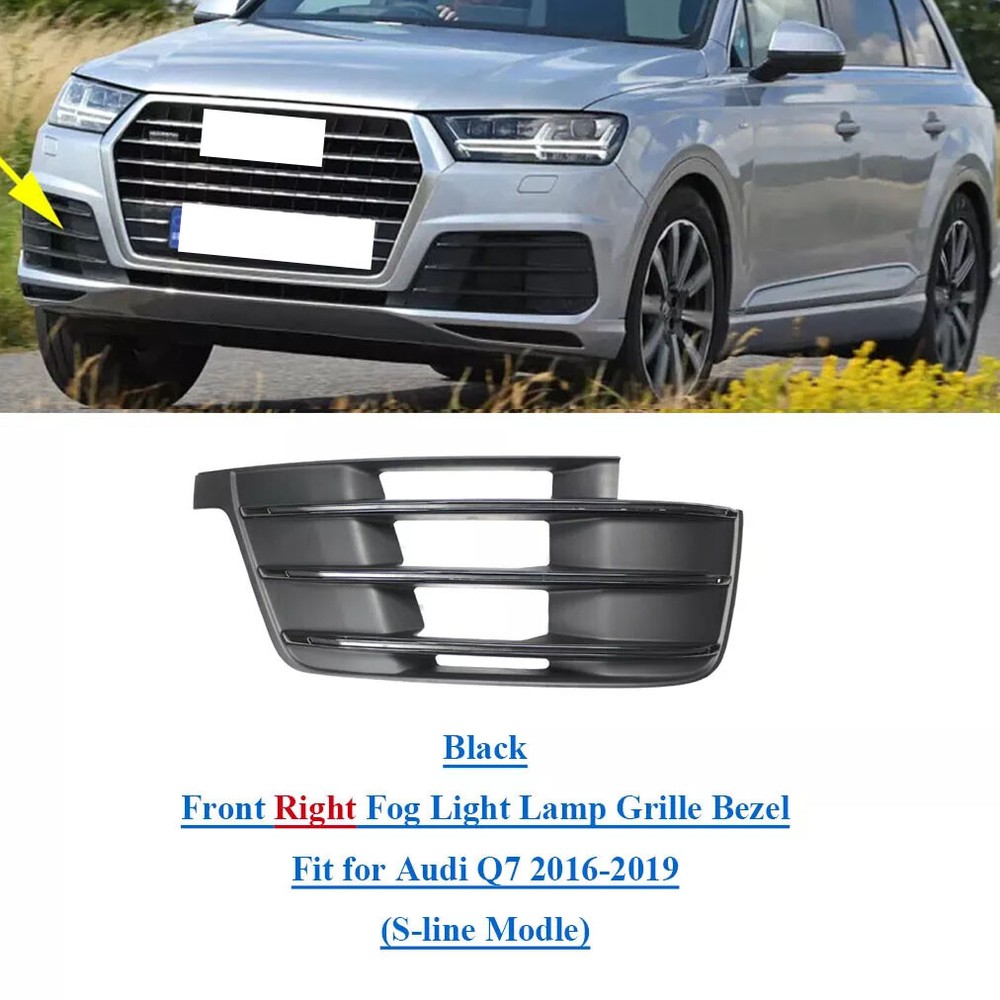 Fits For Audi Q7 2016-2019 Front Right Fog Light Lamp Grille Black Bezel Insert