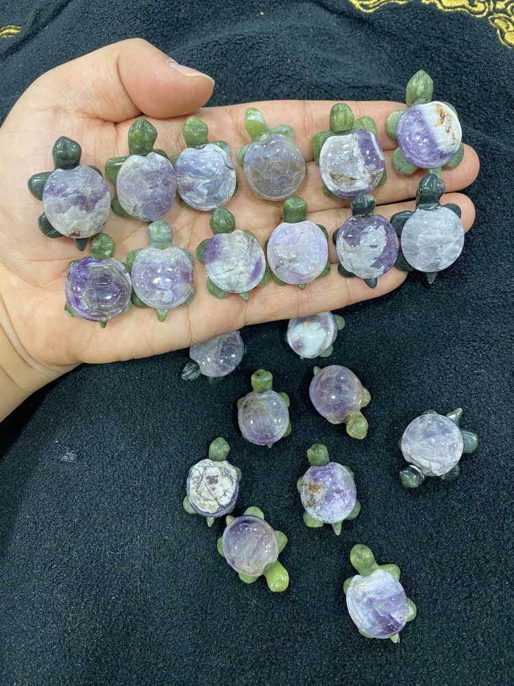 50pcs Natural Dreamy Amethyst Quartz crystal carved sea turtle skull reiki gift