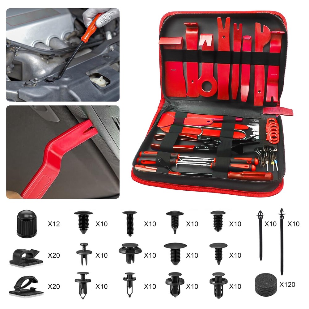 352pcs Car Trim Removal Tool Kit Pry Door Panel Interior Clip Fasteners Hand Set