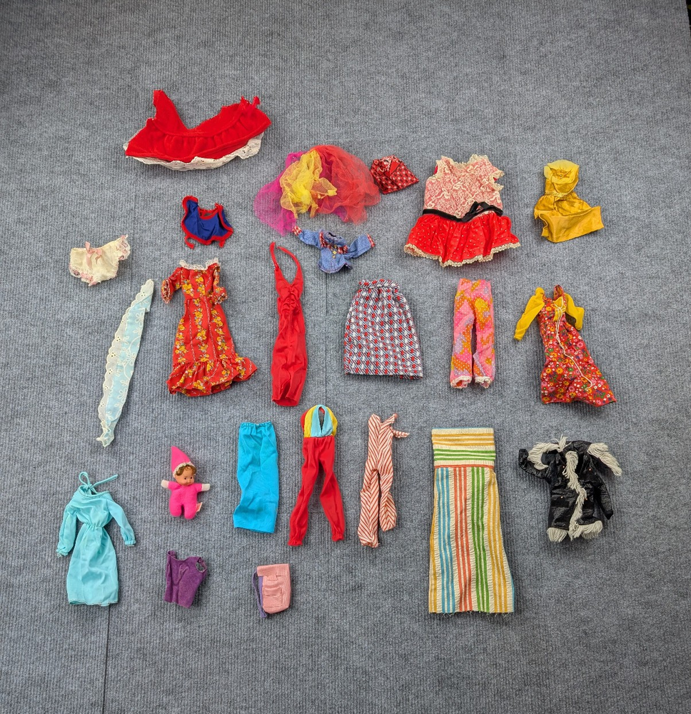 Vintage Doll Clothing Lot 60s Mattel Japan Handmade 1969 Various Sizes Retro Mod