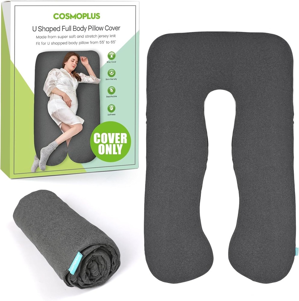 COSMOPLUS U-Shape Pregnancy Pillow in Heather Grey