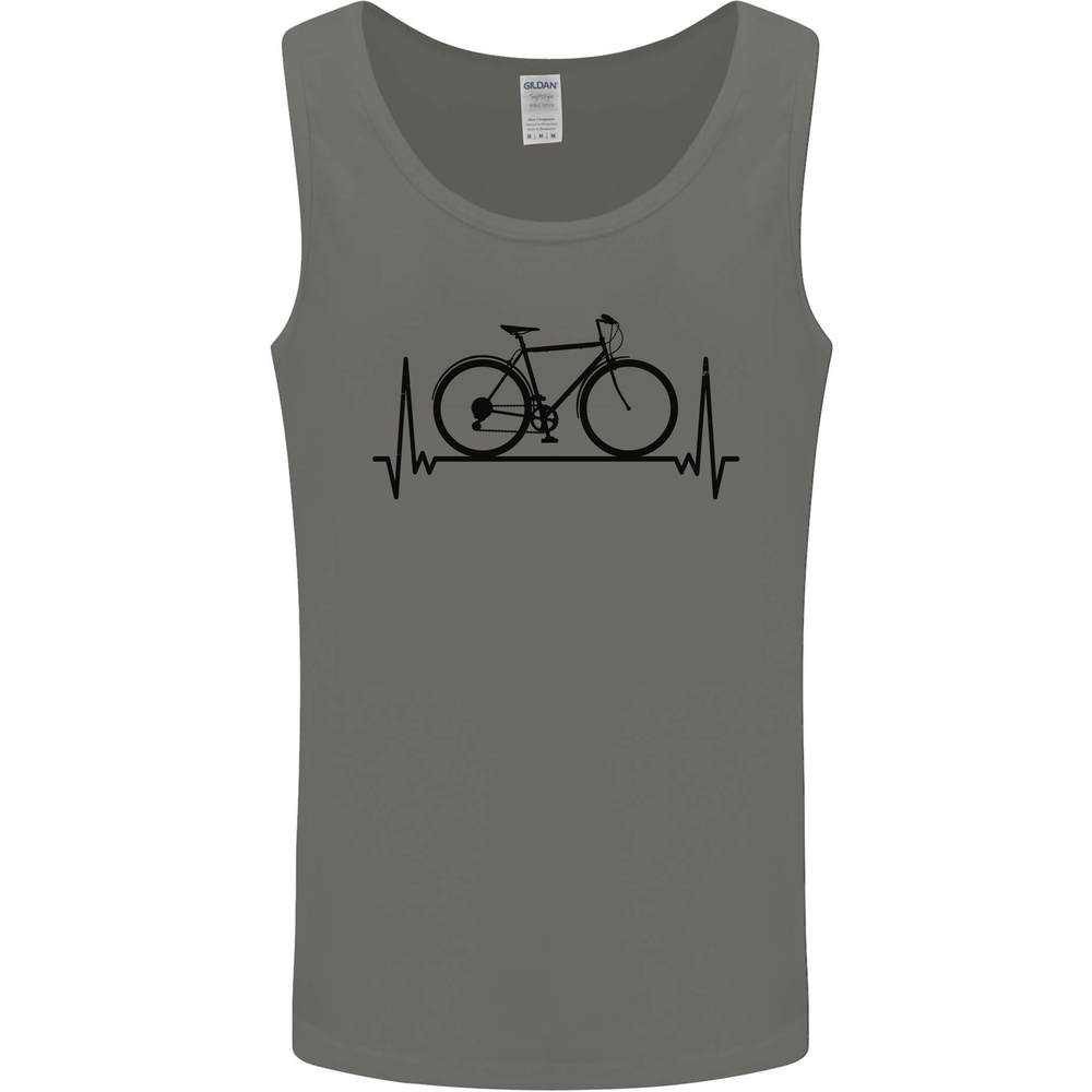 Cycling Heart Beat Bike Bicycle Cyclist ECG Mens Vest Tank Top