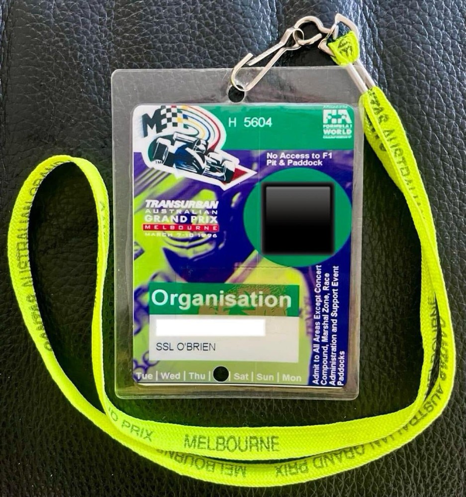 M Schumacher Ferrari Debut, J Villeneuve F1 Debut - 1996 Australia F1 GP Pass