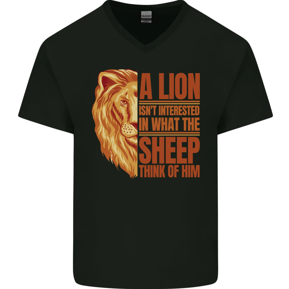Christian Lion Quote Christianity Religion Mens V-Neck Cotton T-Shirt