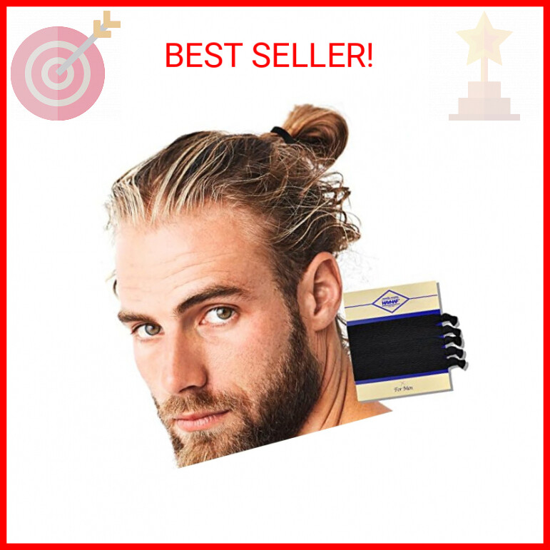 No-Damage Knotted Men's Hair Ties 5-Pack - Wide Black for Crease-Free Style