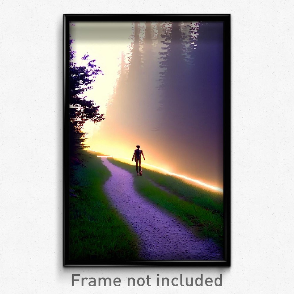 8-Bit Psychedelic Pixel Art Trail Poster - Trippy Video Game Print