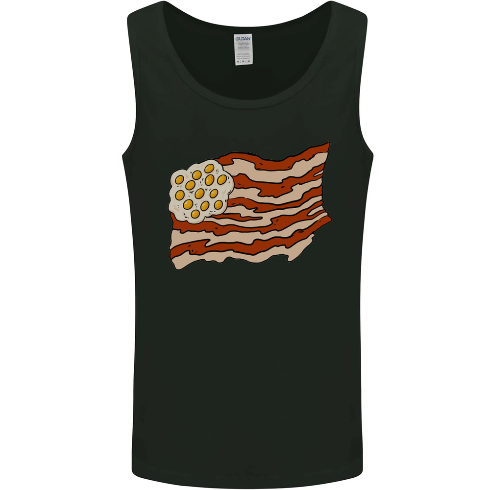 Bacon Egg Stars and Stripes Flag Funny USA Mens Vest Tank Top