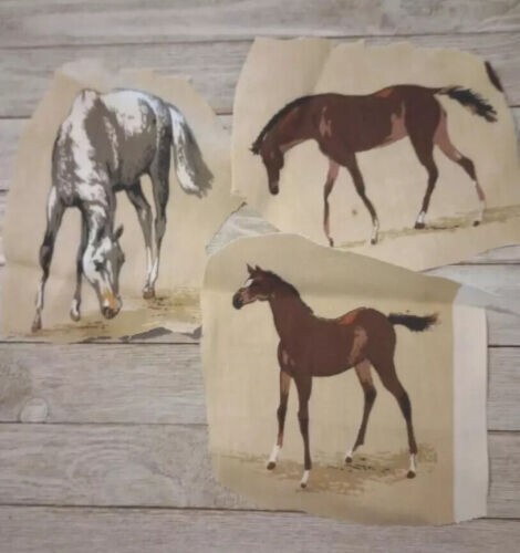 horse farm animal fun fabric scrap length 3pc piece set