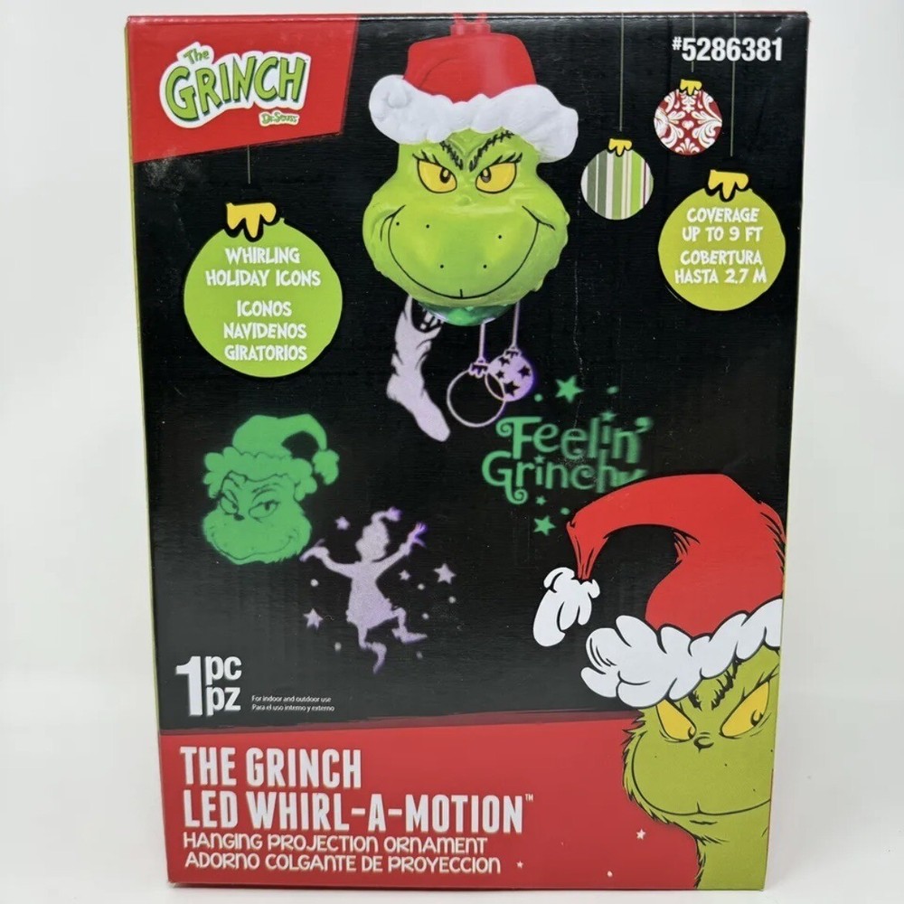 Christmas The Grinch LED Whirl A Motion Static Light Show Projects 9 FT GEMMY