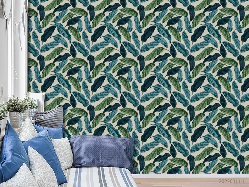 3D Green Plant Leaves Pattern Wall Murals Wallpaper Murals Wall Sticker