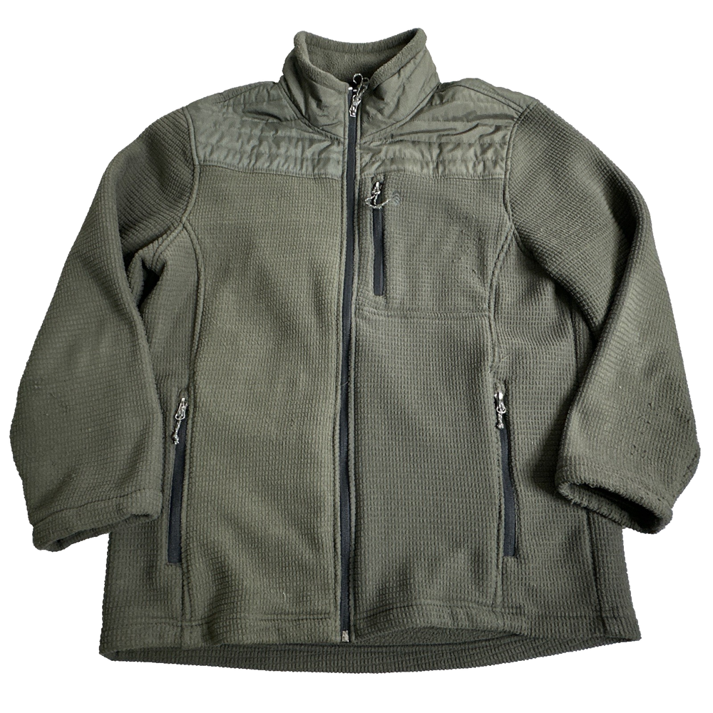 Free Country Men's L Green Full Zip Fleece Jacket Coat Pockets Outdoor Hiking.